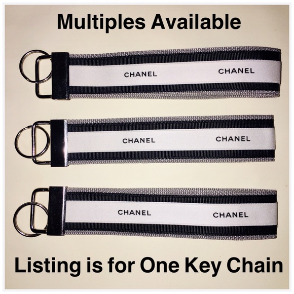 Upcycled Chanel Package Ribbon Keychain Wristlet - Picture 4 of 4
